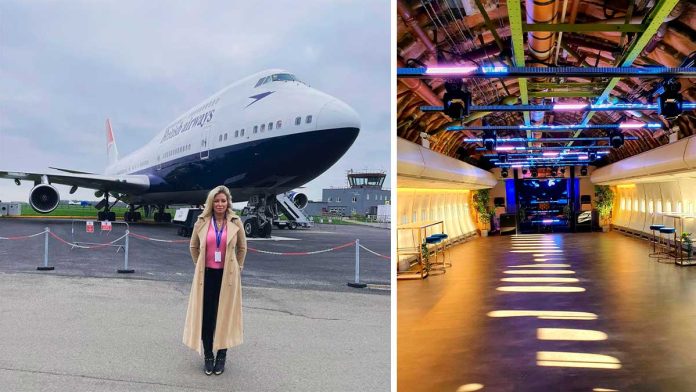 Após 14 meses de reformas, um avião de passageiros Boeing 747 foi aposentado e transformado em 'Avião de Festas'